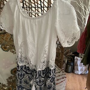 Bohemian Off-Shoulder Romper – Lace Top + Tassel Detail